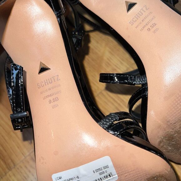 Schutz Licah Strappy Patent Leather Stiletto Sandals Size 9.5B Retail $180 - Picture 8 of 9